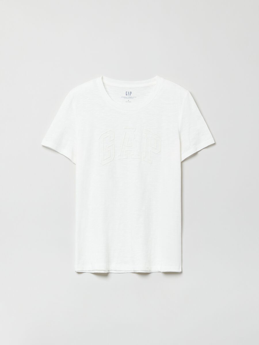 T-shirt in cotone slub con stampa logo_0