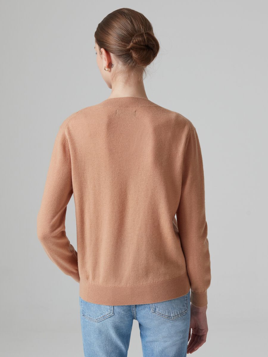 Wool knit top with V neck_2