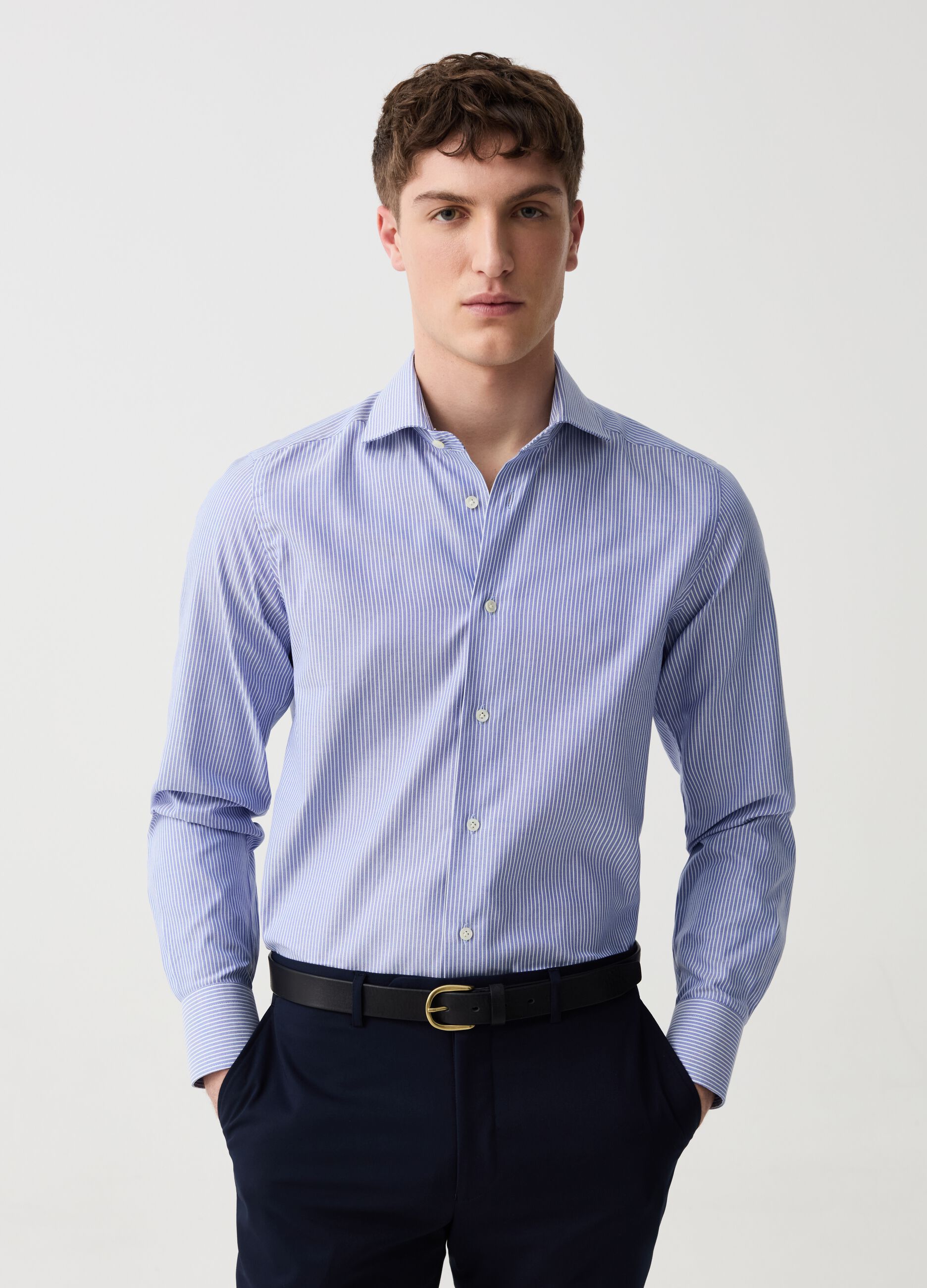 The Perfect Item slim-fit tailored shirt with stripes