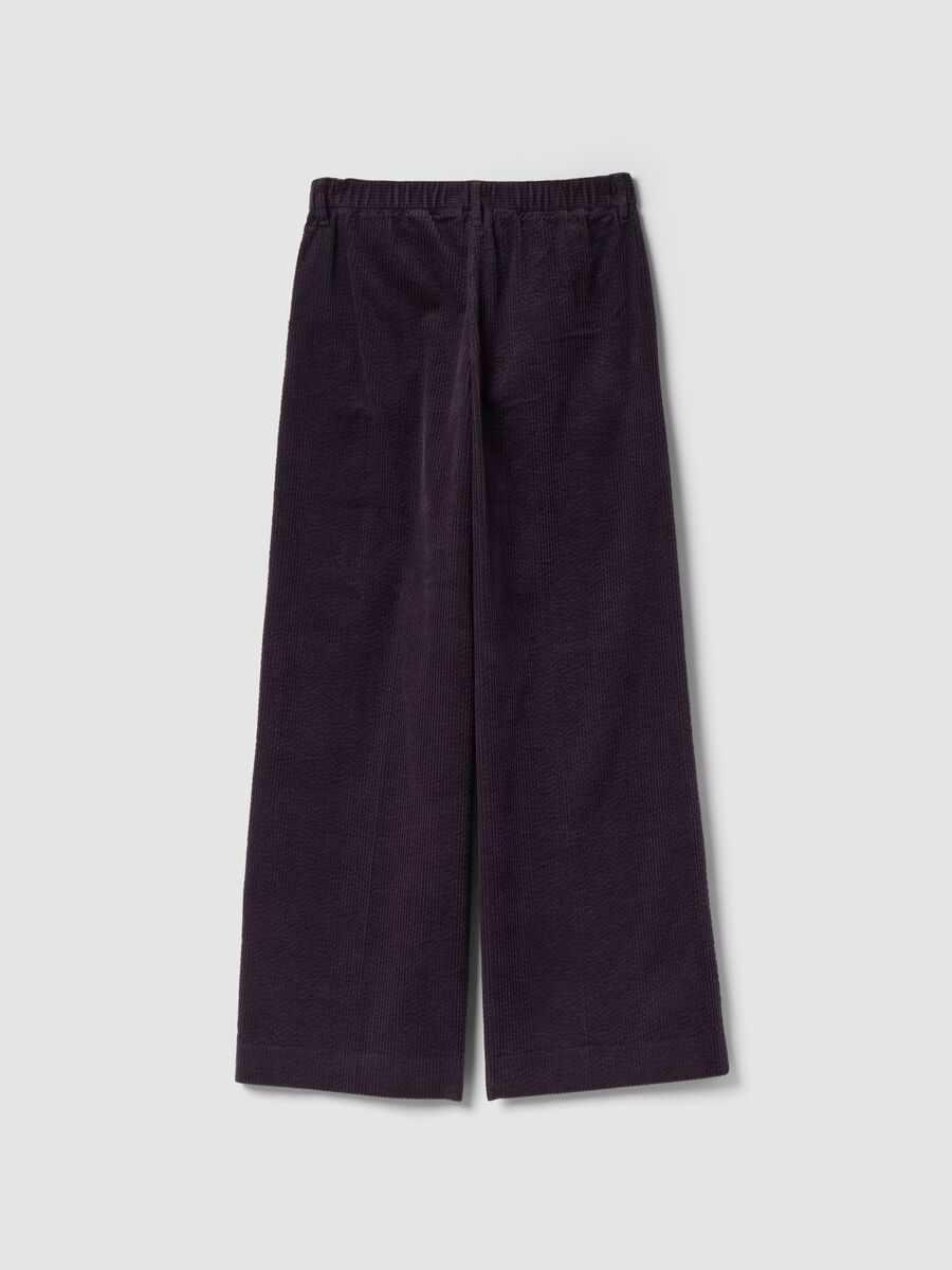 Pantaloni viola in puro cotone a coste regular fit_2