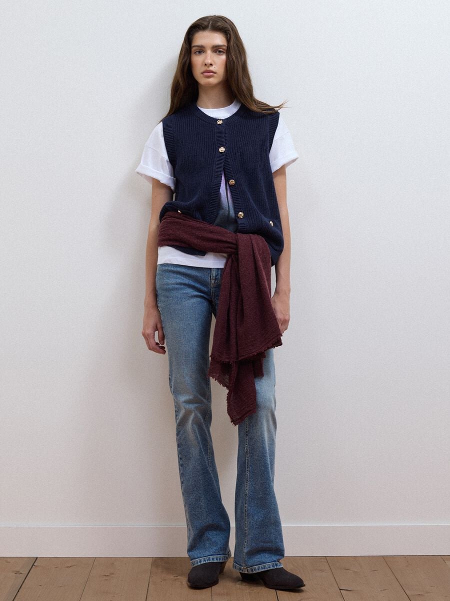 Blue pure-cotton knitted gilet in a regular fit_2