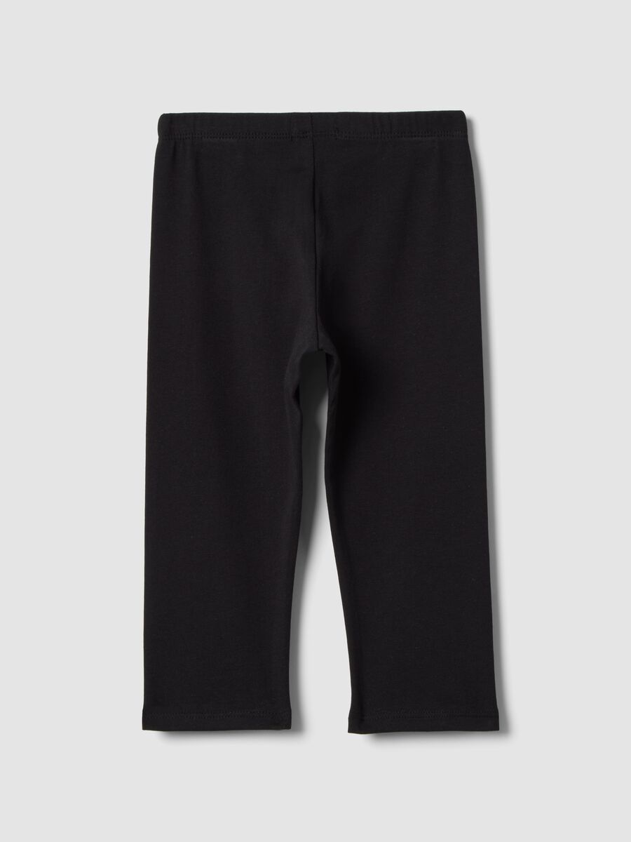 Black Stretch Cotton Slim Fit Leggings for Girls_1