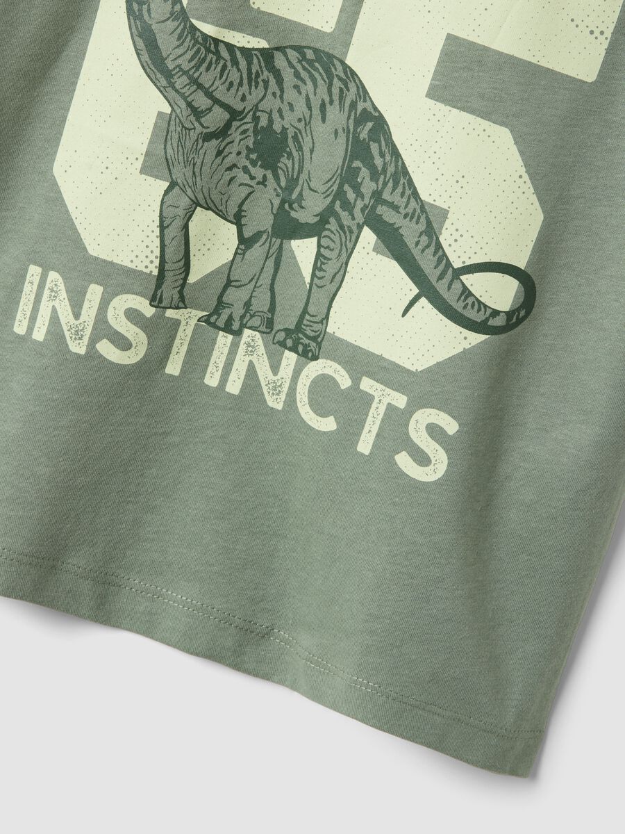 Kids' green pure cotton oversized fit t-shirt with print_3