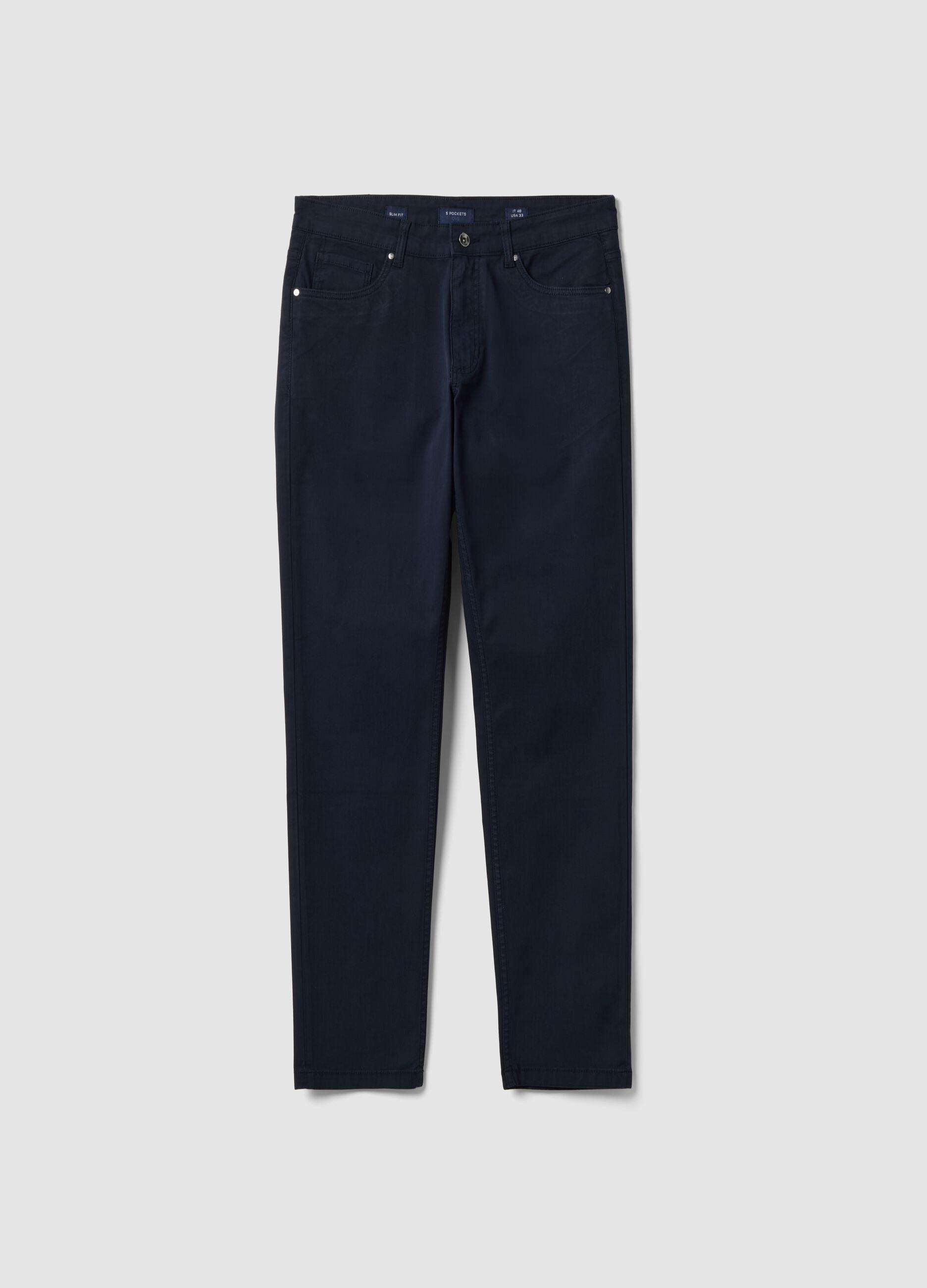 Blaue Slim-Fit Five-Pocket-Hose aus Stretch-Baumwolle