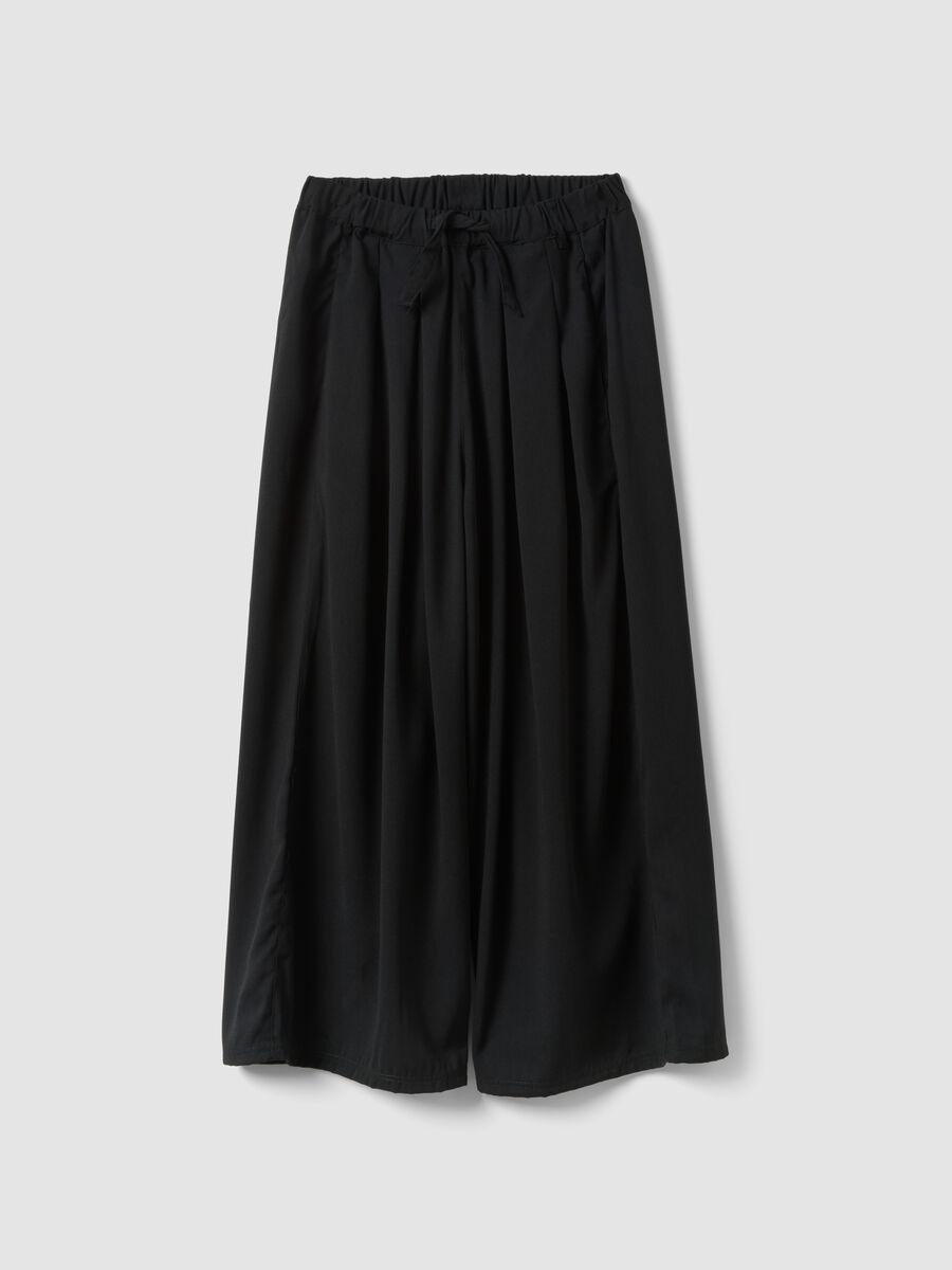 Girls' black pure cotton wide leg trousers_3