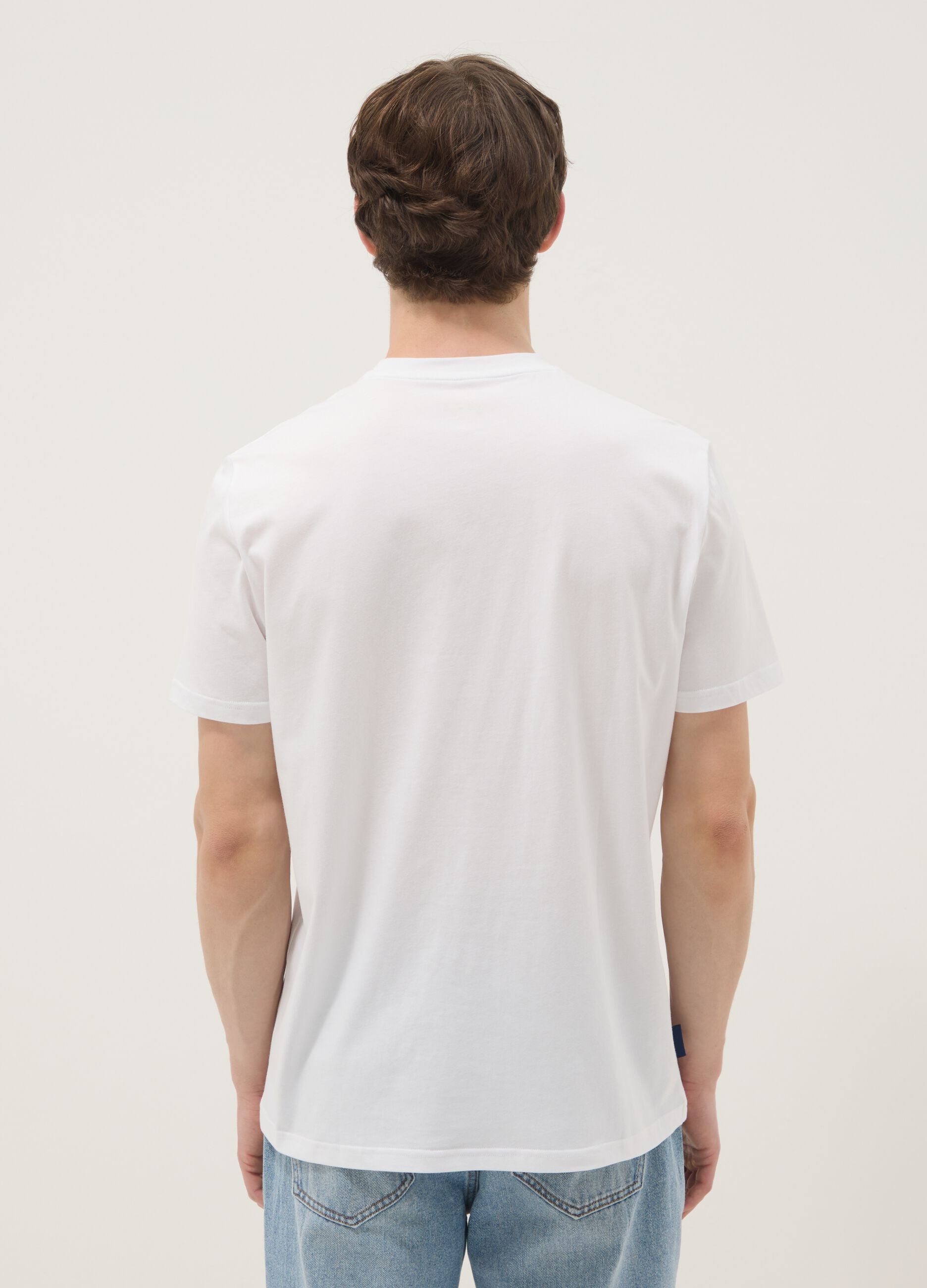 Wei&szlig;es T-Shirt aus reiner Baumwolle mit Print, Regular Fit