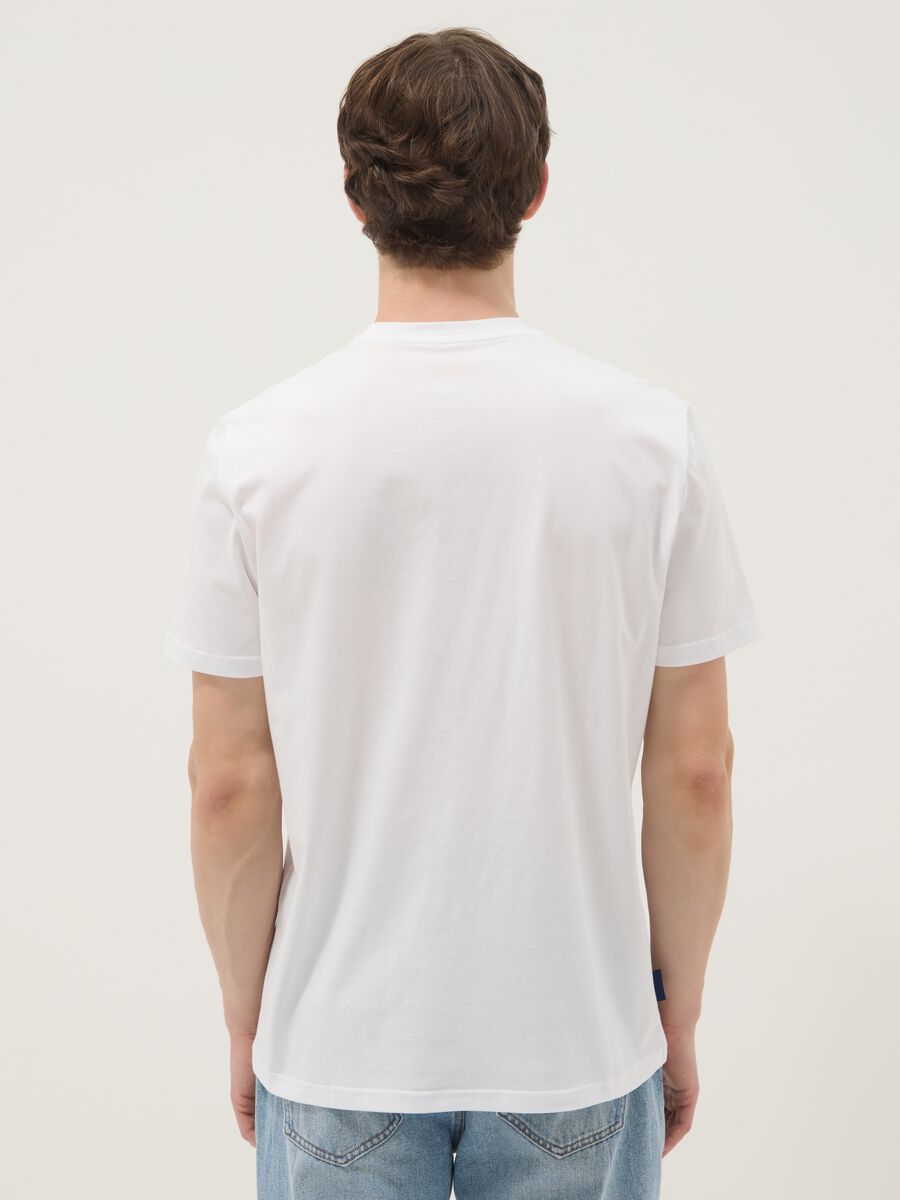 Wei&szlig;es T-Shirt aus reiner Baumwolle mit Print, Regular Fit_3