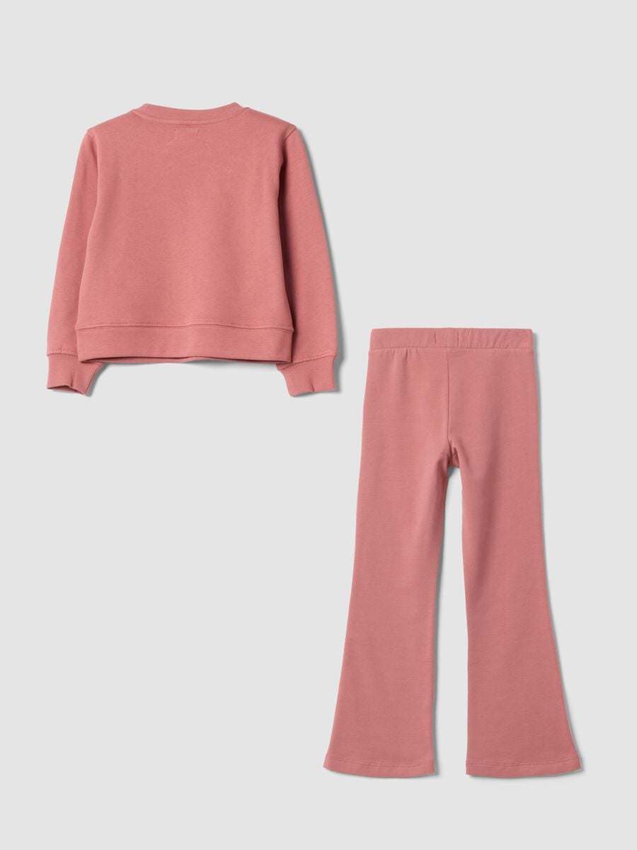 Completo jogging rosa in puro cotone con stampa volpe_1