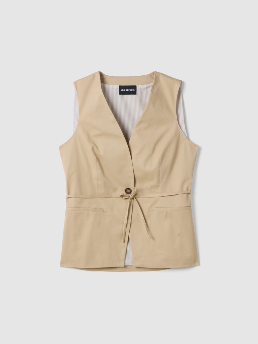 Gilet beige in puro cotone_4