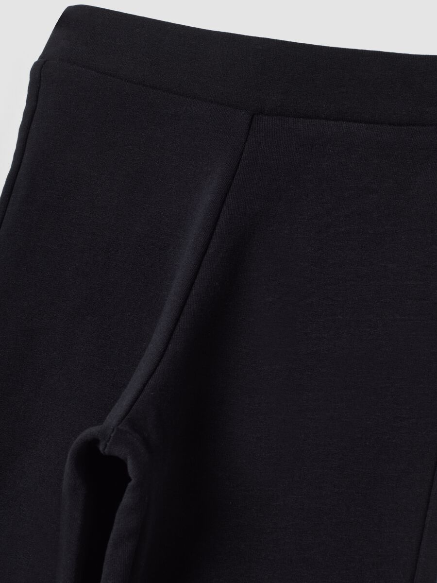 Blue flared leggings in stretchy organic cotton_3
