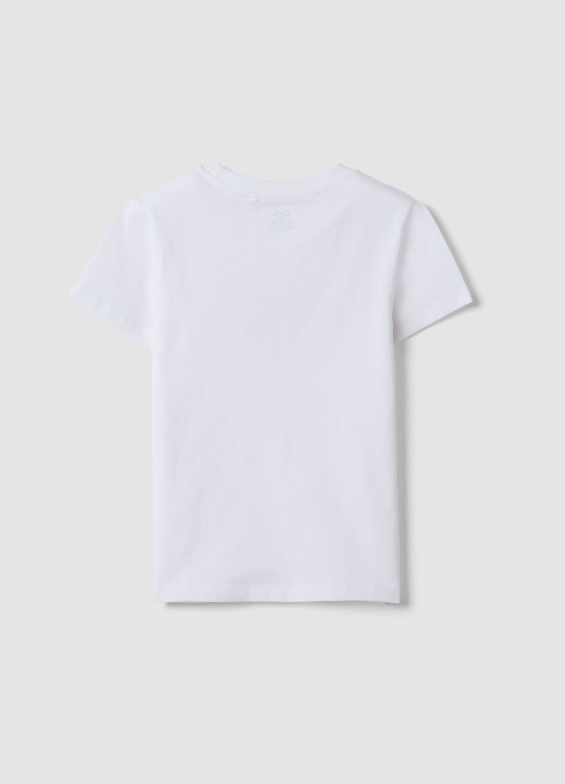 Girls' white organic cotton short-sleeved T-shirt, regular fit