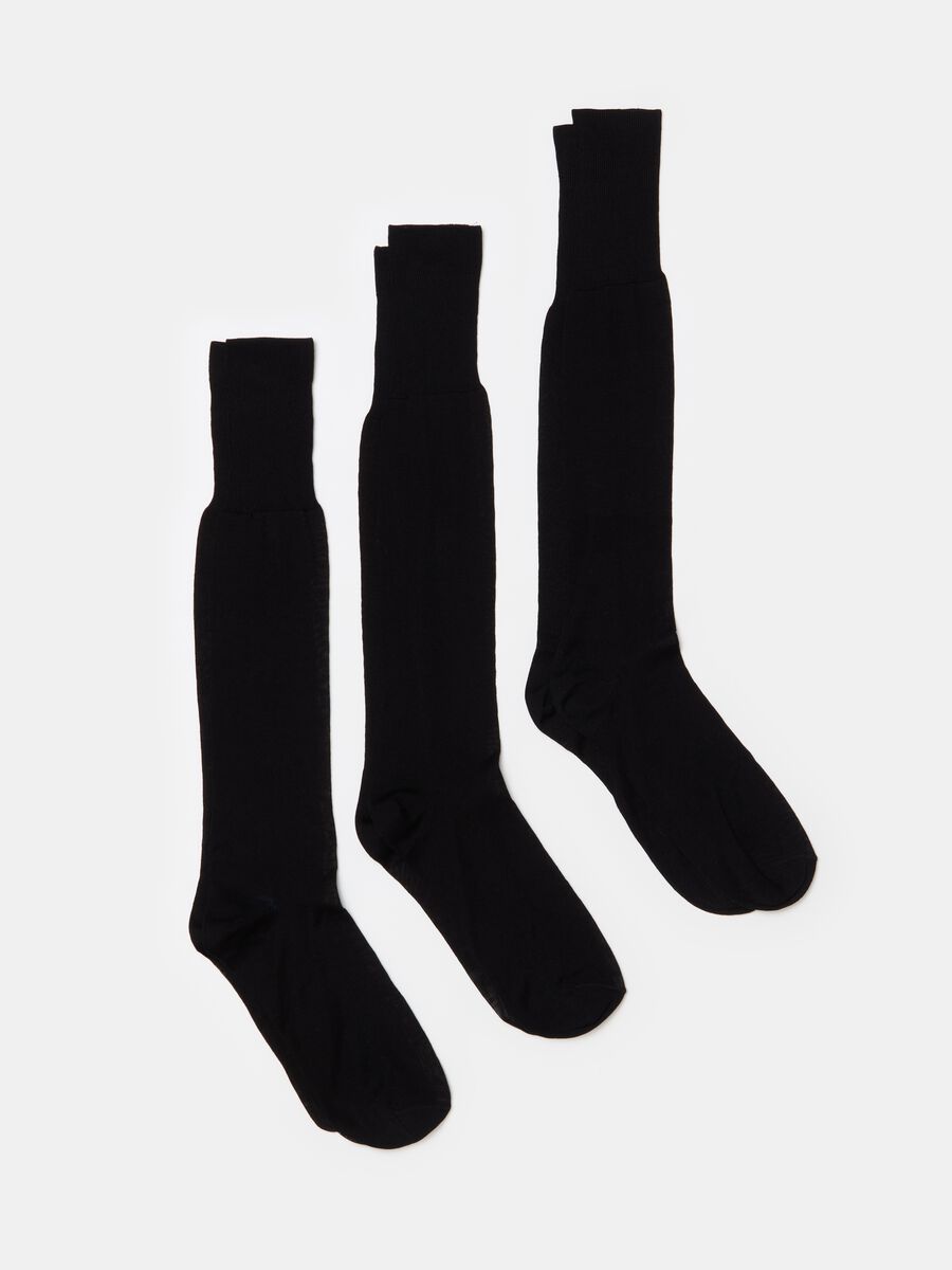 Three-pair pack long socks in cotton_0