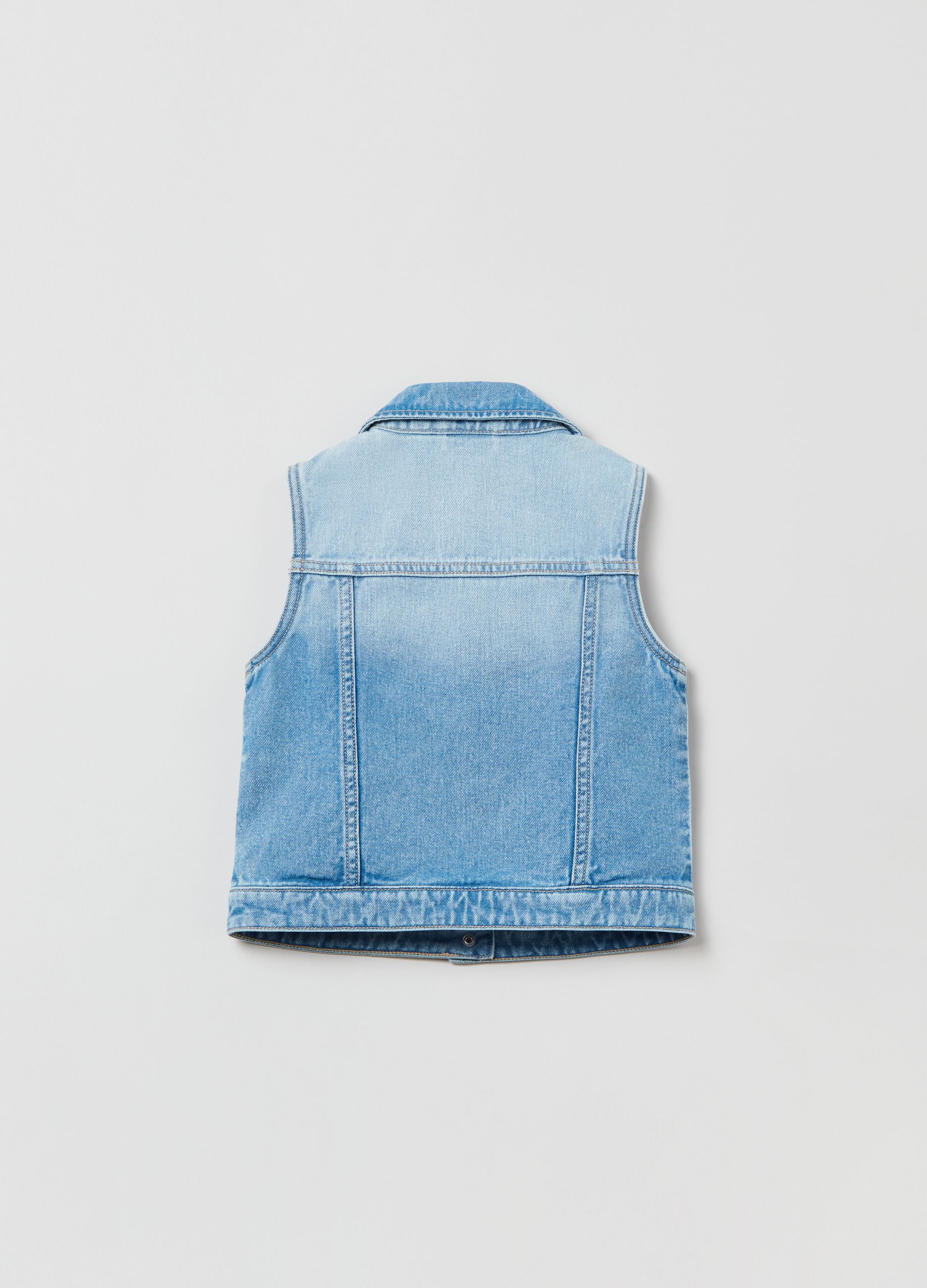 Denim gilet with washed effect