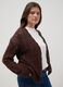 Brauner Cardigan aus reiner Baumwolle, Regular-fit mit Lochmuster_0
