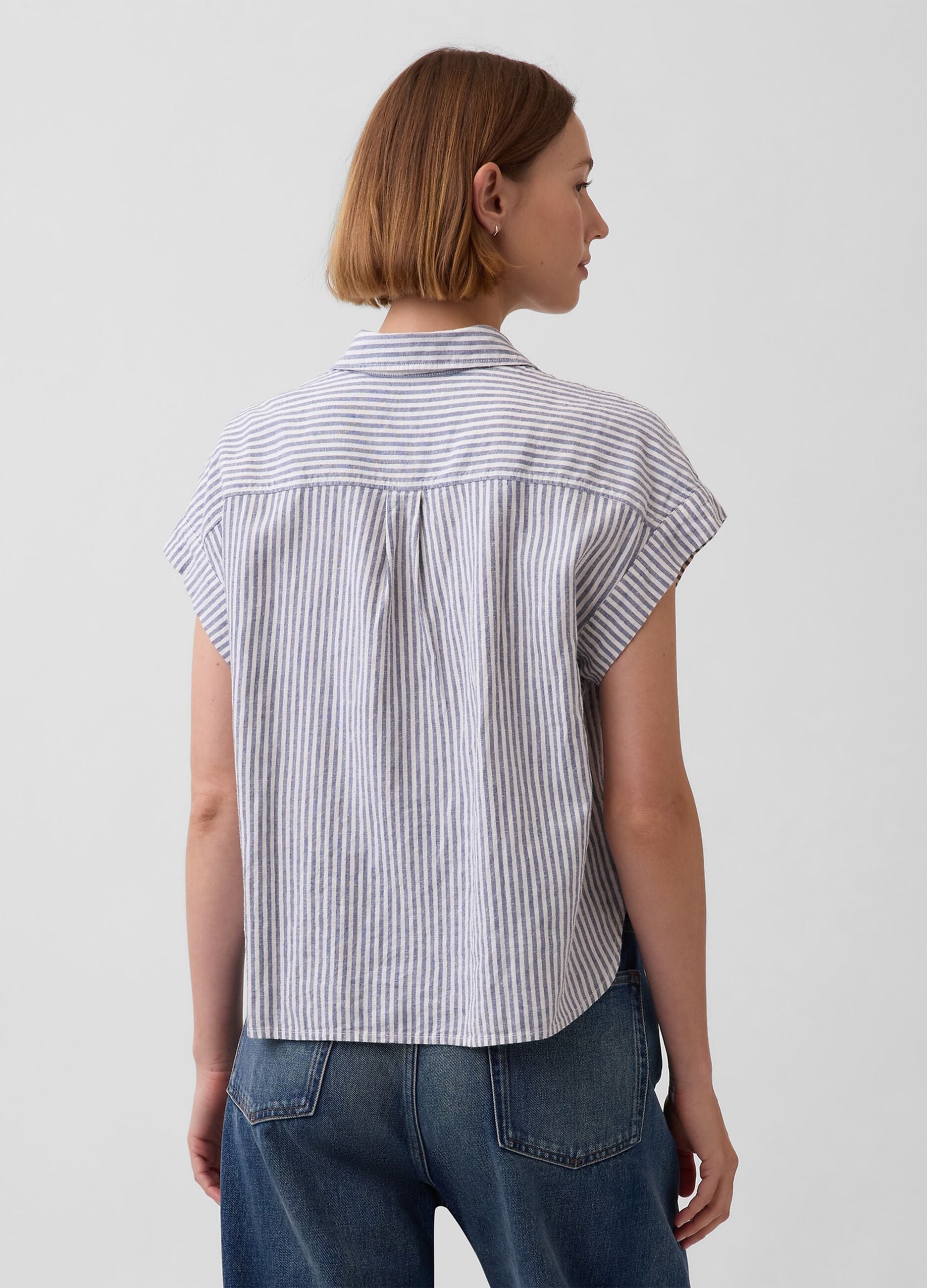 Striped linen-blend shirt