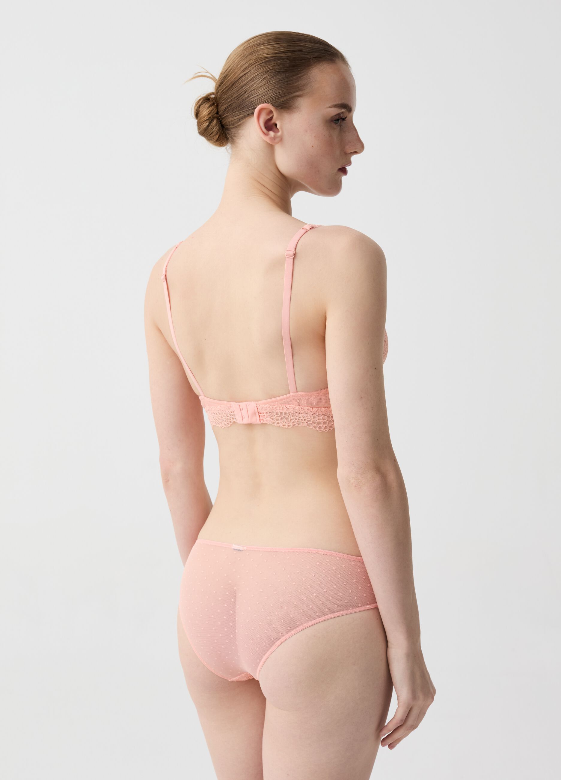 Floral lace briefs in plumetis tulle
