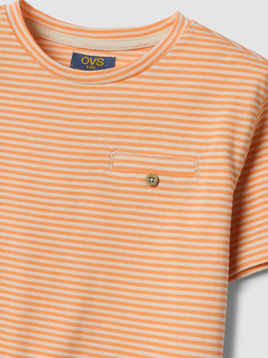 Orange and beige cotton-blend set with T-shirt and shorts_2