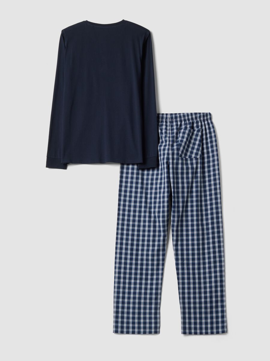 Navy organic cotton pyjamas with grandad collar, regular fit_6