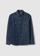 Blue pure cotton denim shirt regular fit with pockets_4