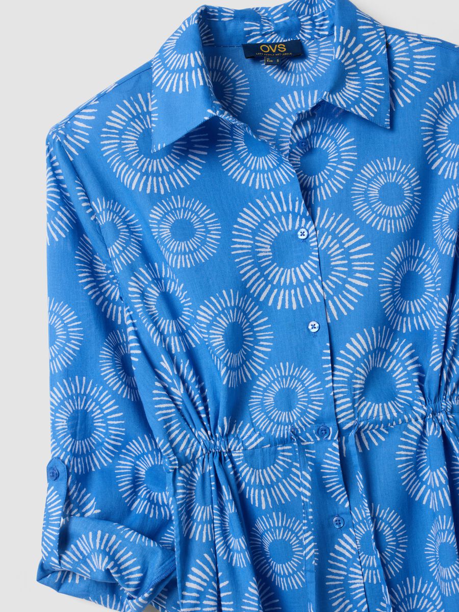 Caft&aacute;n largo azul de algod&oacute;n org&aacute;nico_1