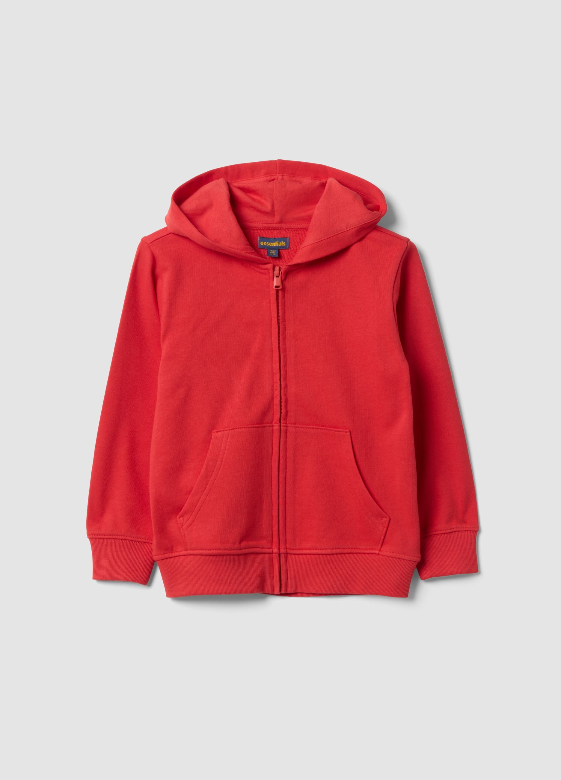 Red pure organic cotton hooded sweatshirt for boys, regular fit