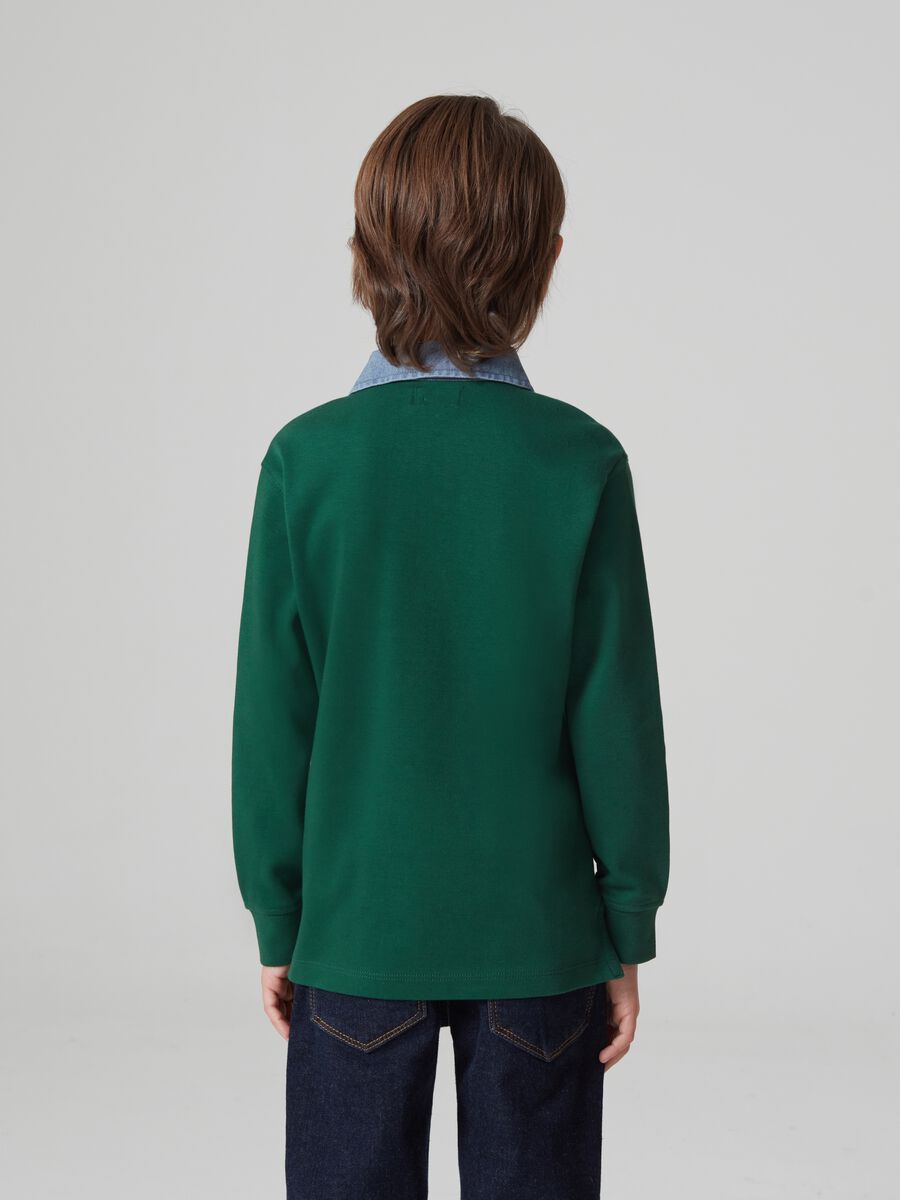 Polo shirt with long sleeves and bouclé patch_2