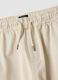 Beige stretch cotton trousers with elasticated waist, comfort fit_1