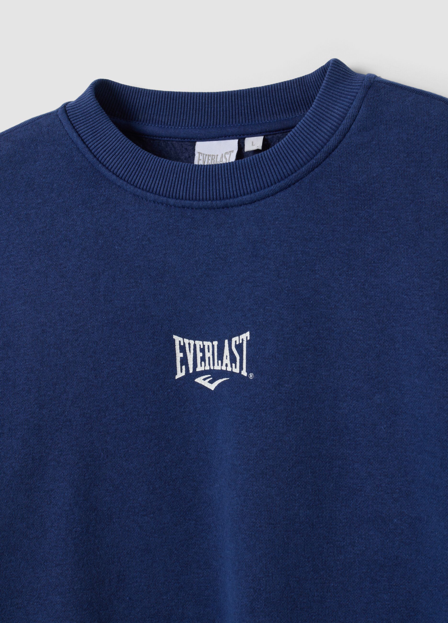 Blue cotton-blend crew-neck sweatshirt with logo