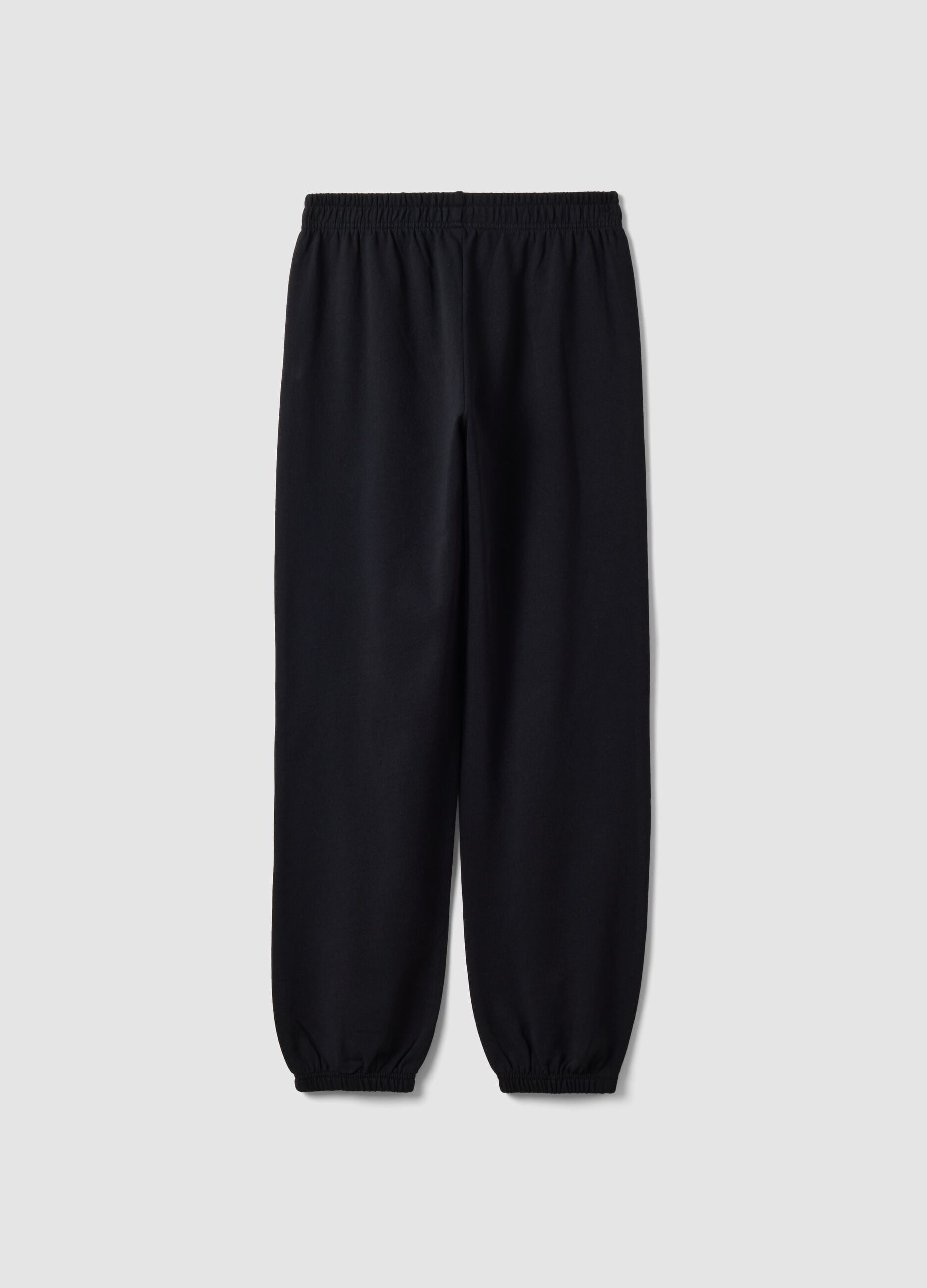 Pantalon jogger noir en m&eacute;lange coton bio et viscose pour fille
