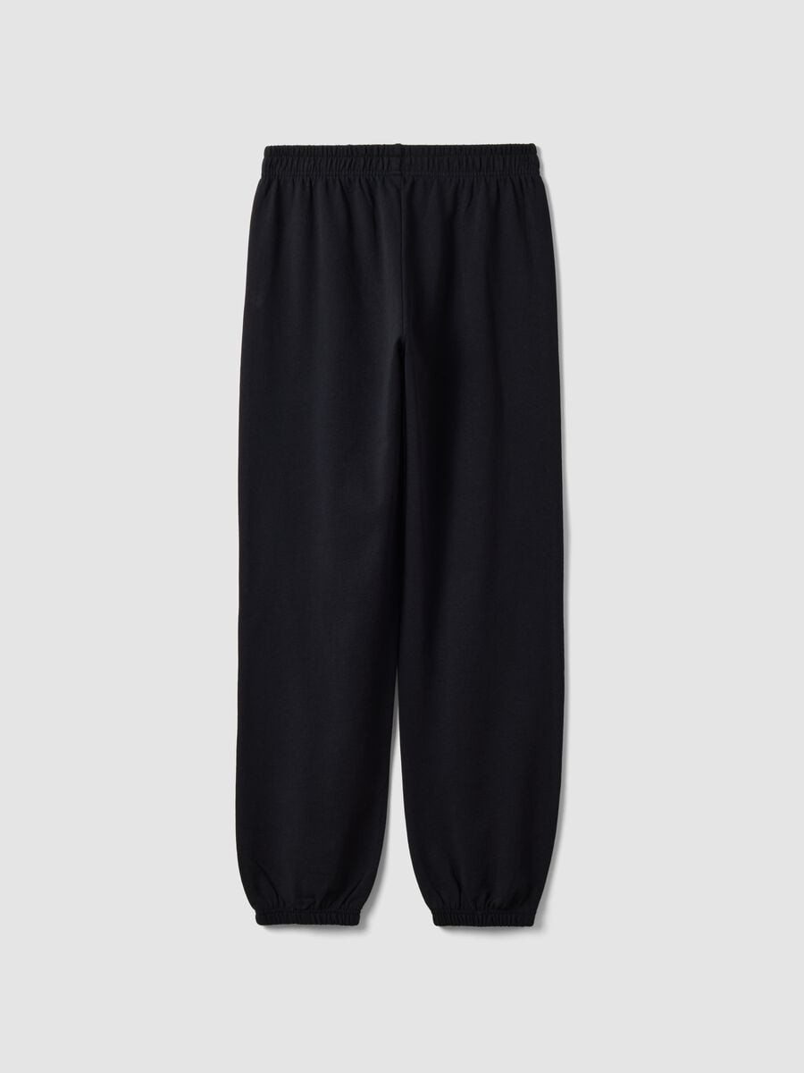 Black jogger trousers in organic cotton and viscose blend for girls_4