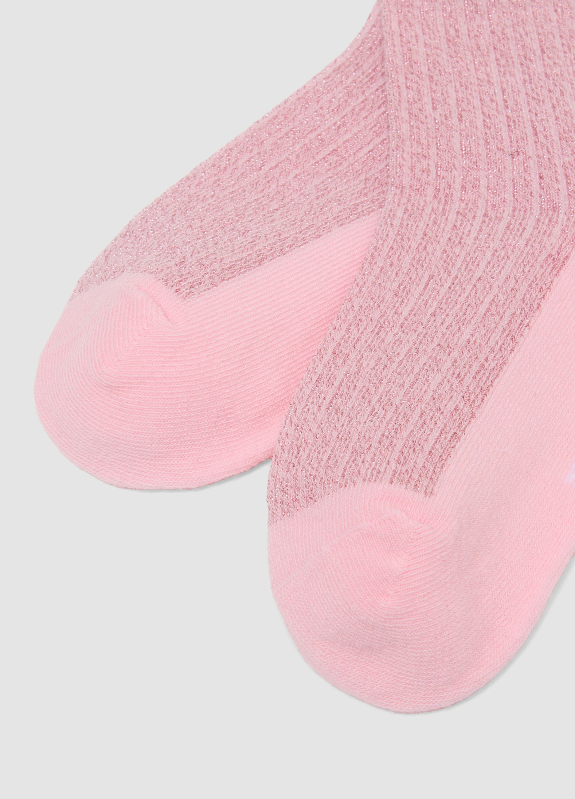 3er-Pack mehrfarbige glitzernde Kurzsocken aus elastischer Bio-Baumwolle in Rippstrick