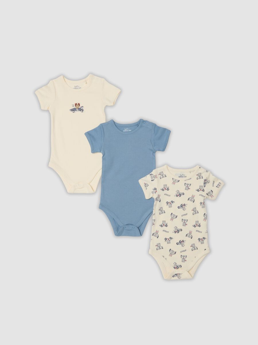 Lot de 3 bodies multicolores en pur coton bio pour b&eacute;b&eacute; et petit gar&ccedil;on_0