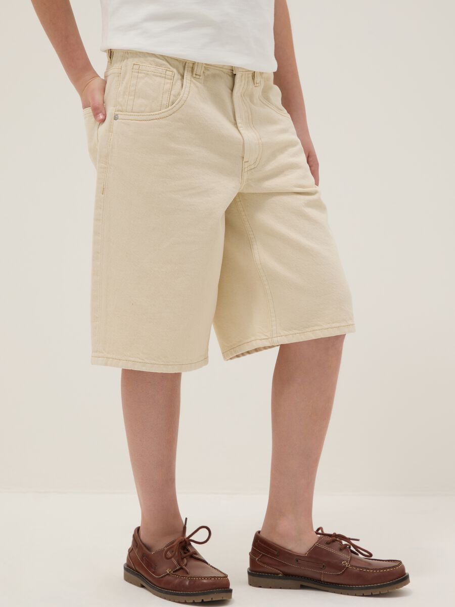 Boys' Beige Pure Cotton Baggy Shorts_2