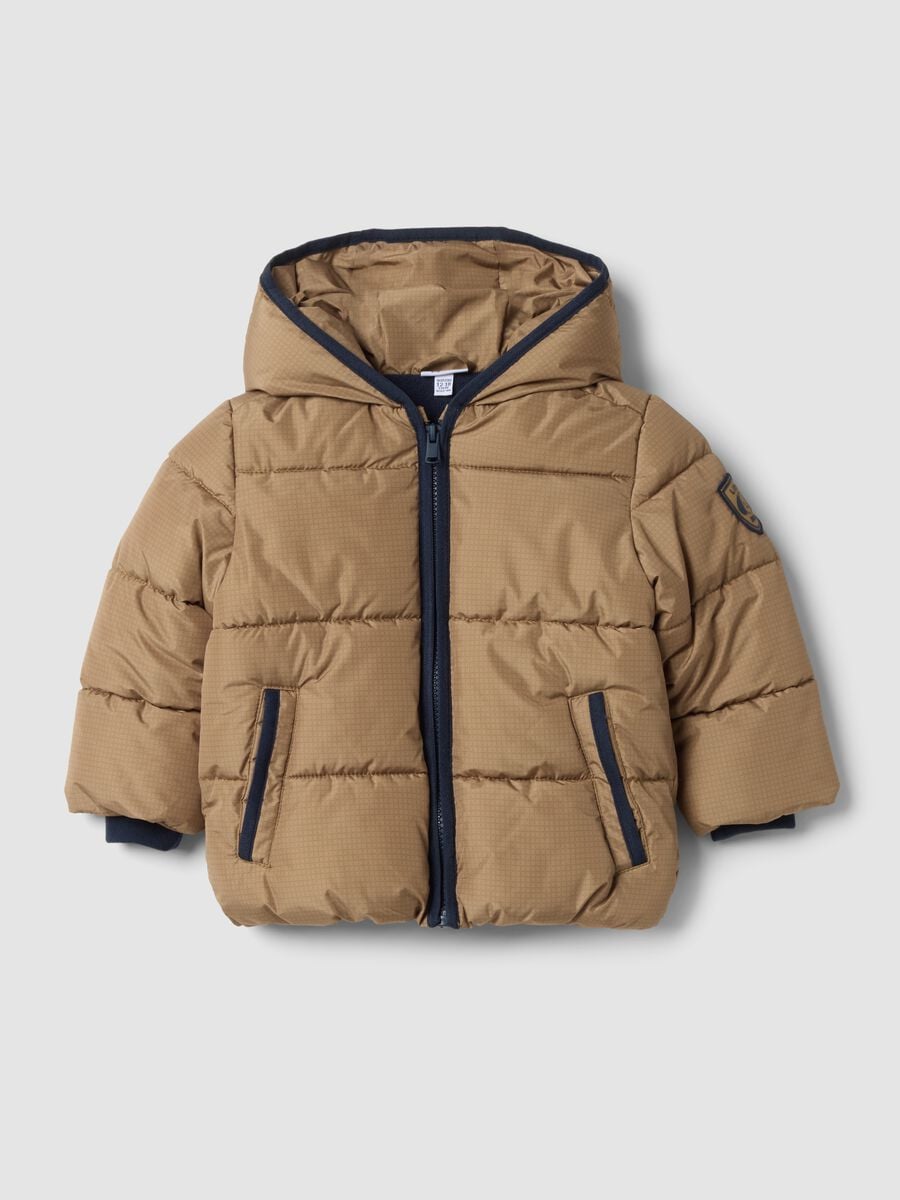 Tobacco brown padded hooded jacket_0