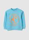 Sweatshirt infantil azul em algod&atilde;o puro, oversize fit, com estampado_0