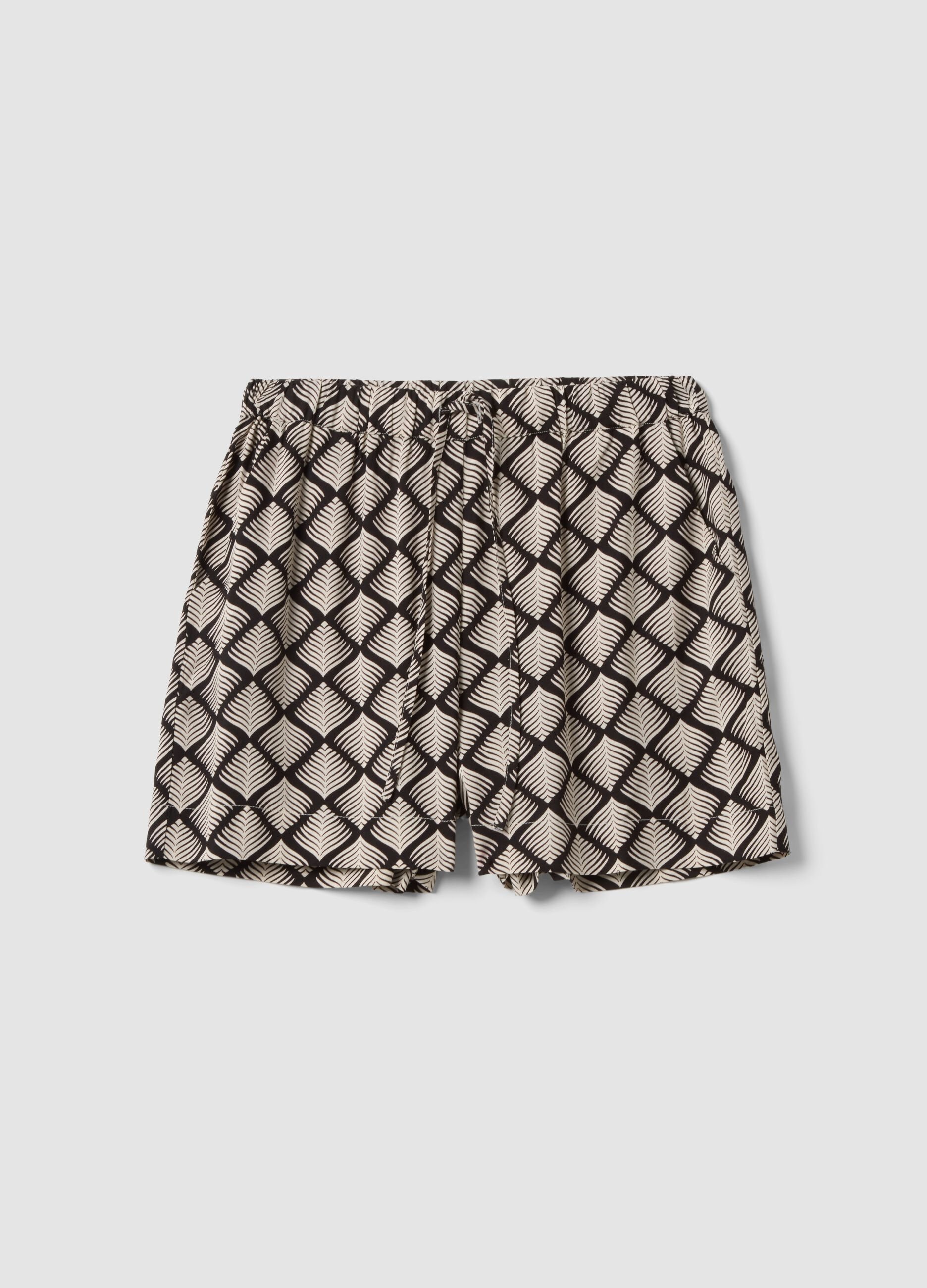 Multicolour pure viscose shorts