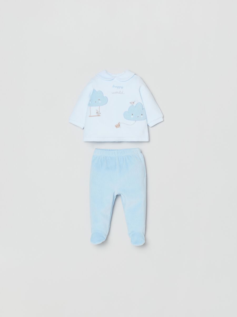 Embroidered T-shirt and baby leggings set_0