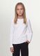 White organic cotton and stretchy viscose T-shirt with ribbed neckline for girls_0