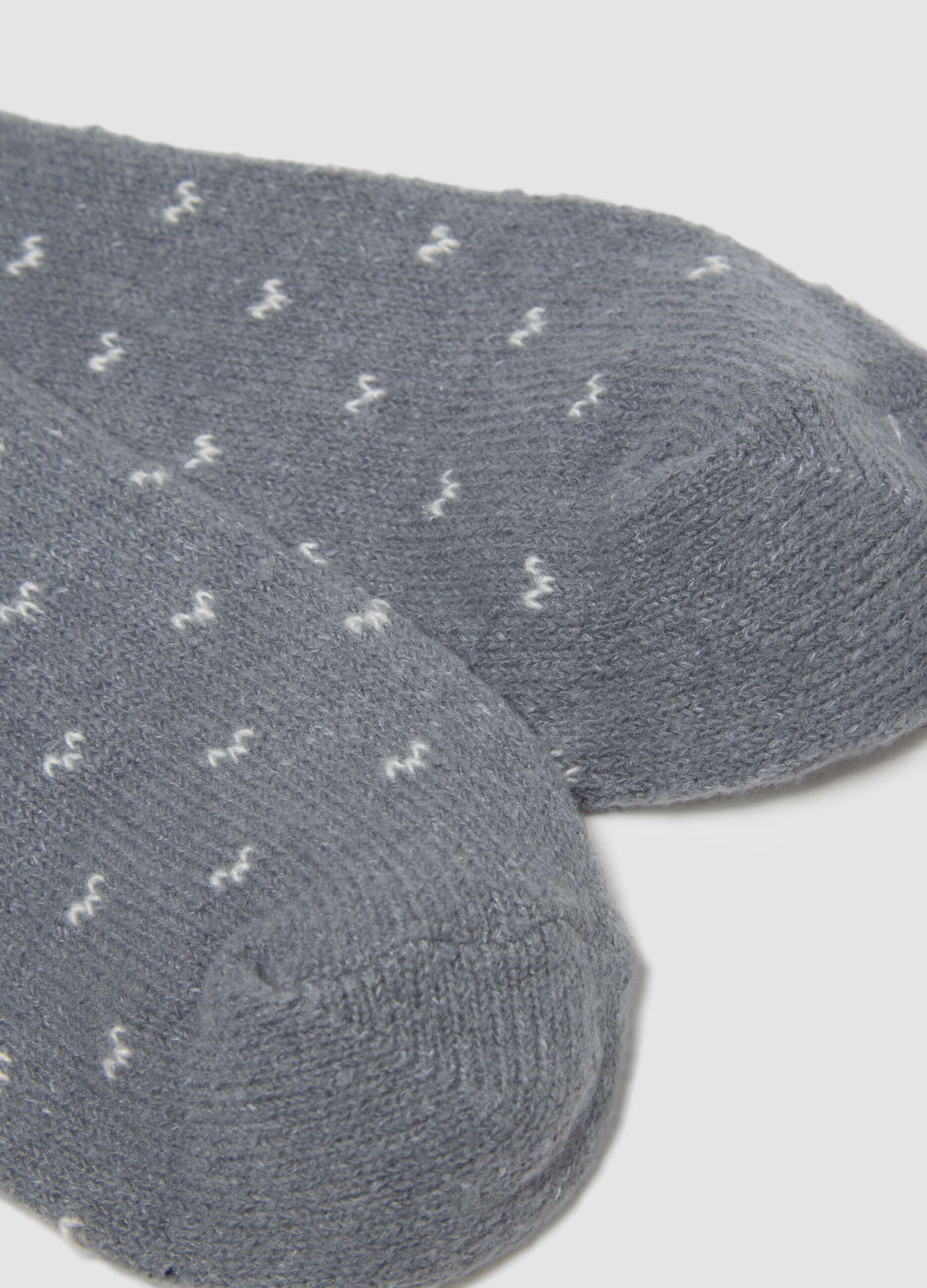 Grey melange jacquard stretch-fabric socks