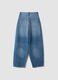 Blue pure-cotton skater-fit jeans with rhinestones_1