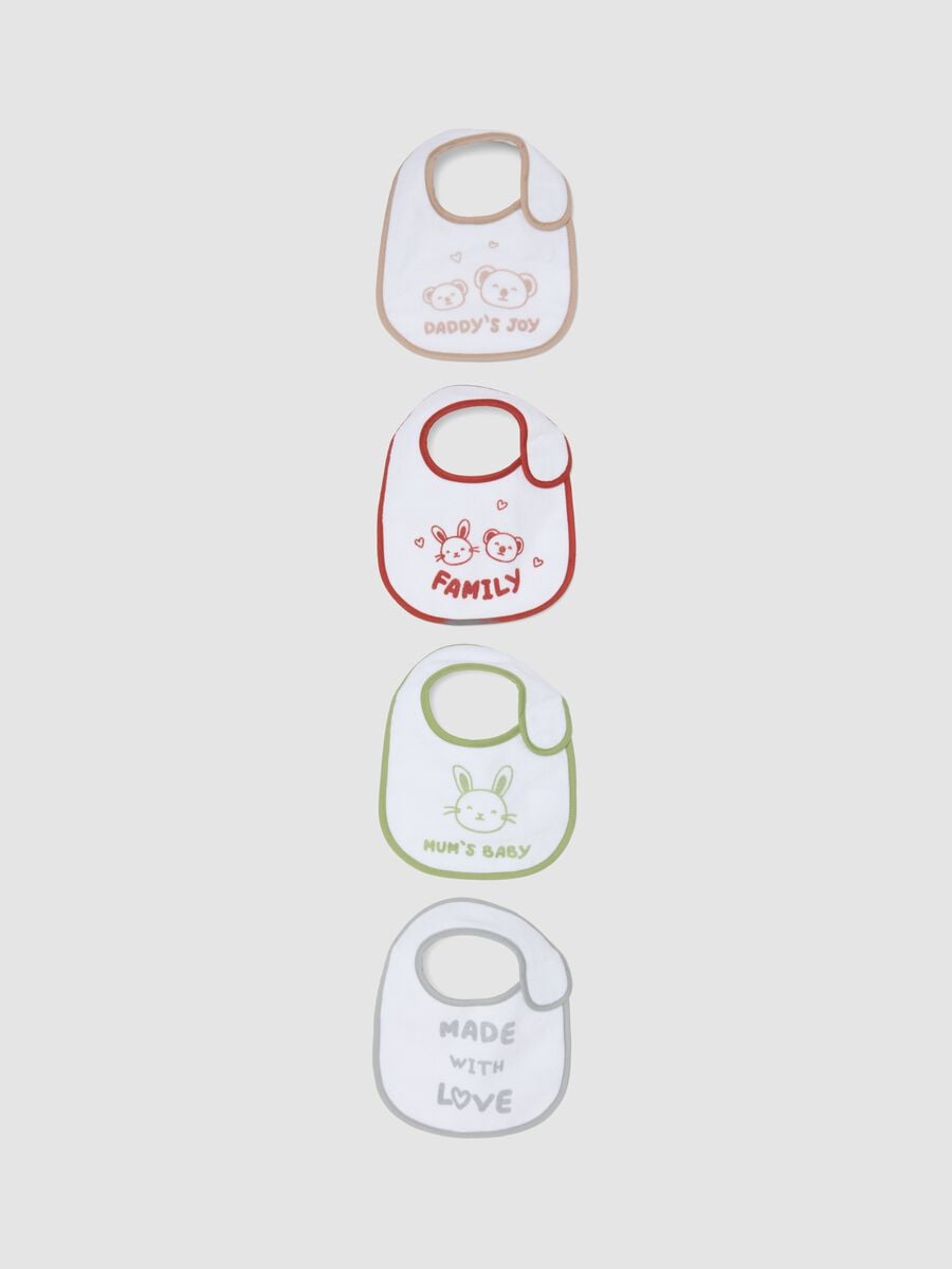 Pack of four multicolour organic cotton-blend baby bibs_0