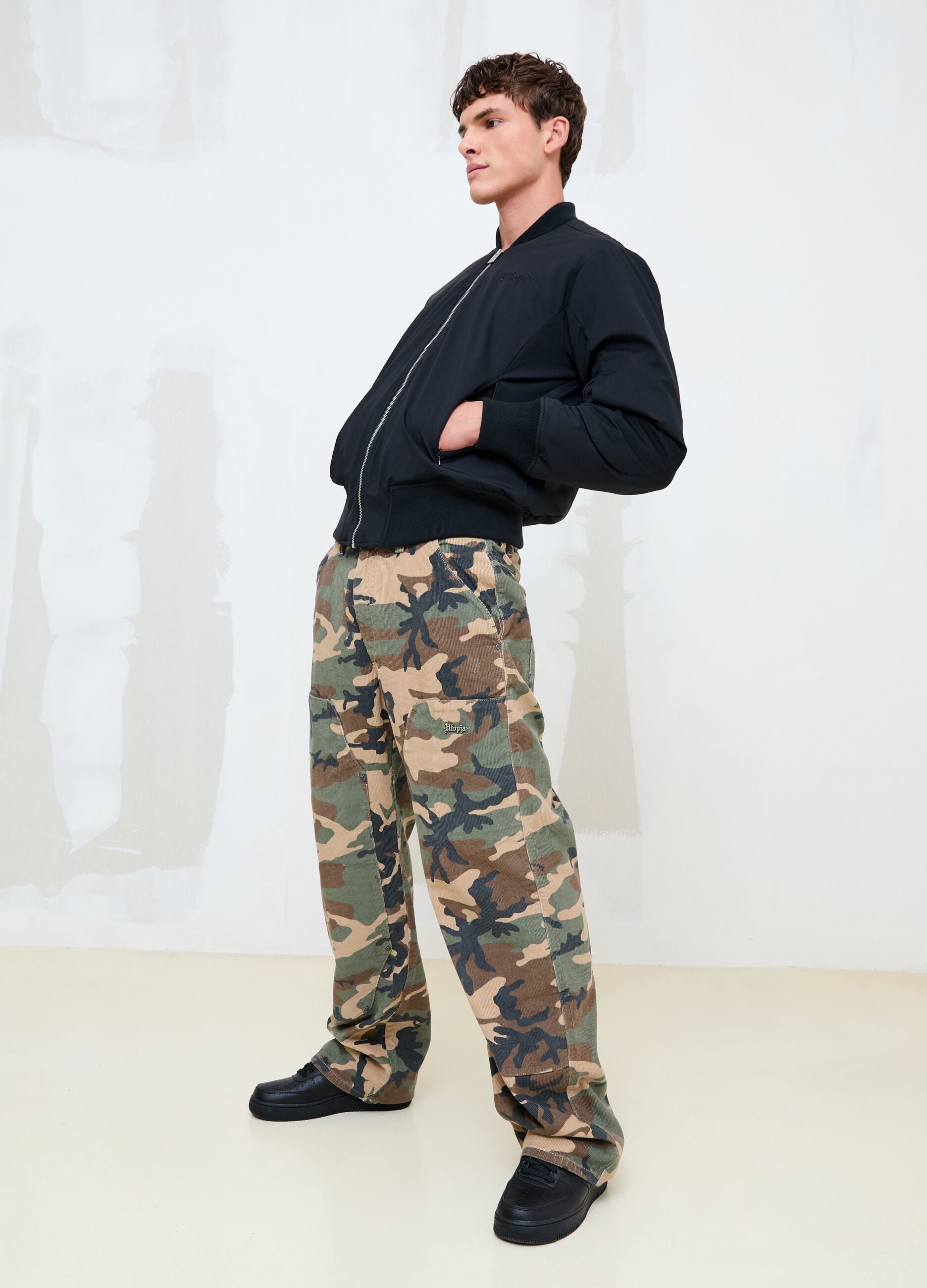 Washed Camo Corduroy Carpenter Trousers
