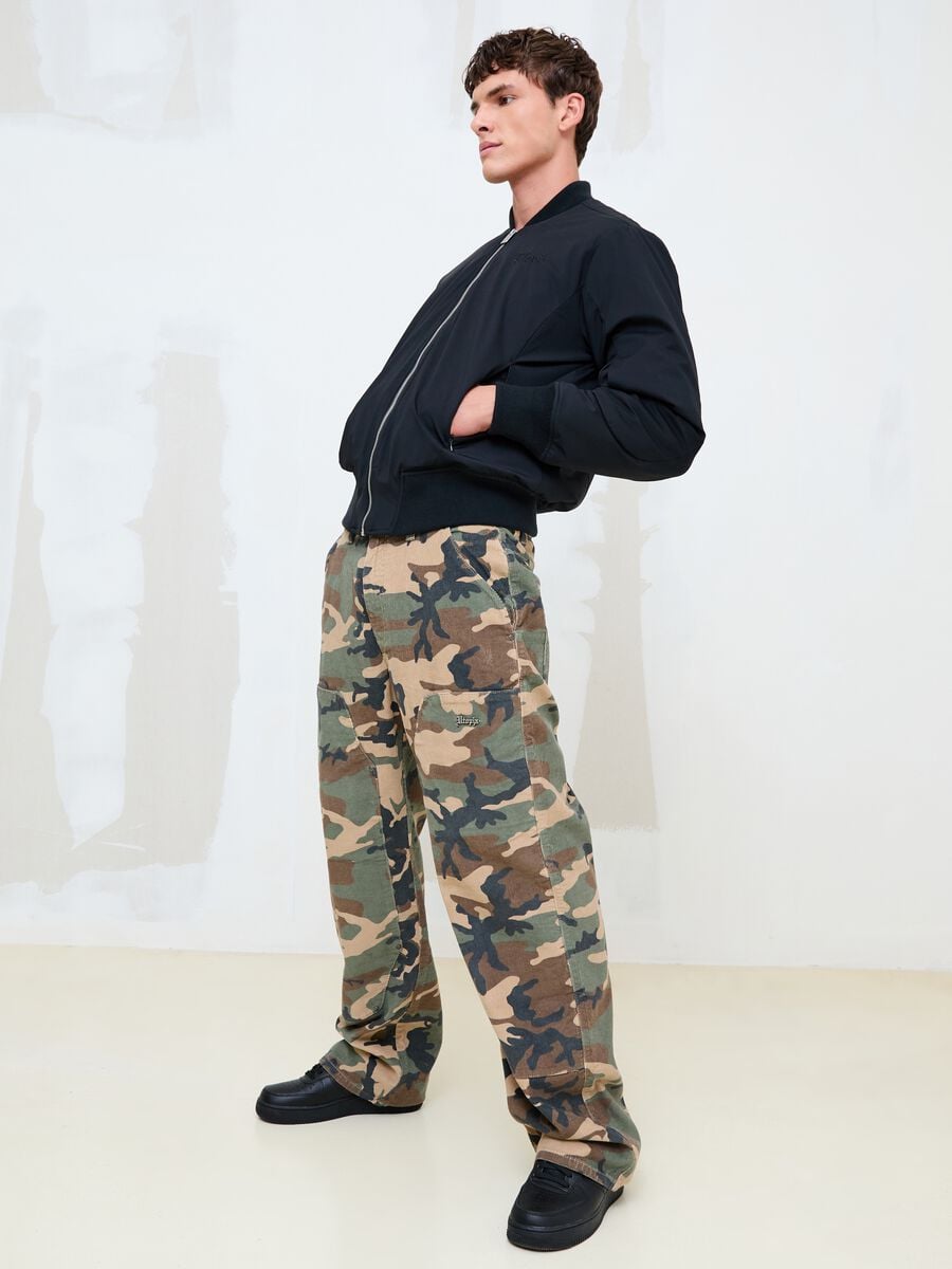 Washed Camo Corduroy Carpenter Trousers_0