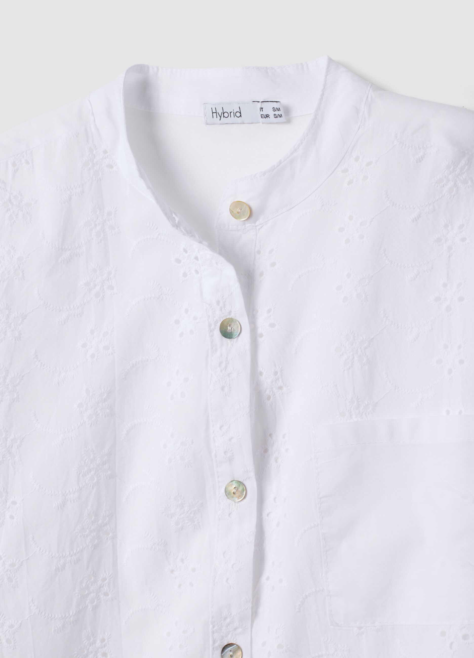 White pure cotton embroidered shirt