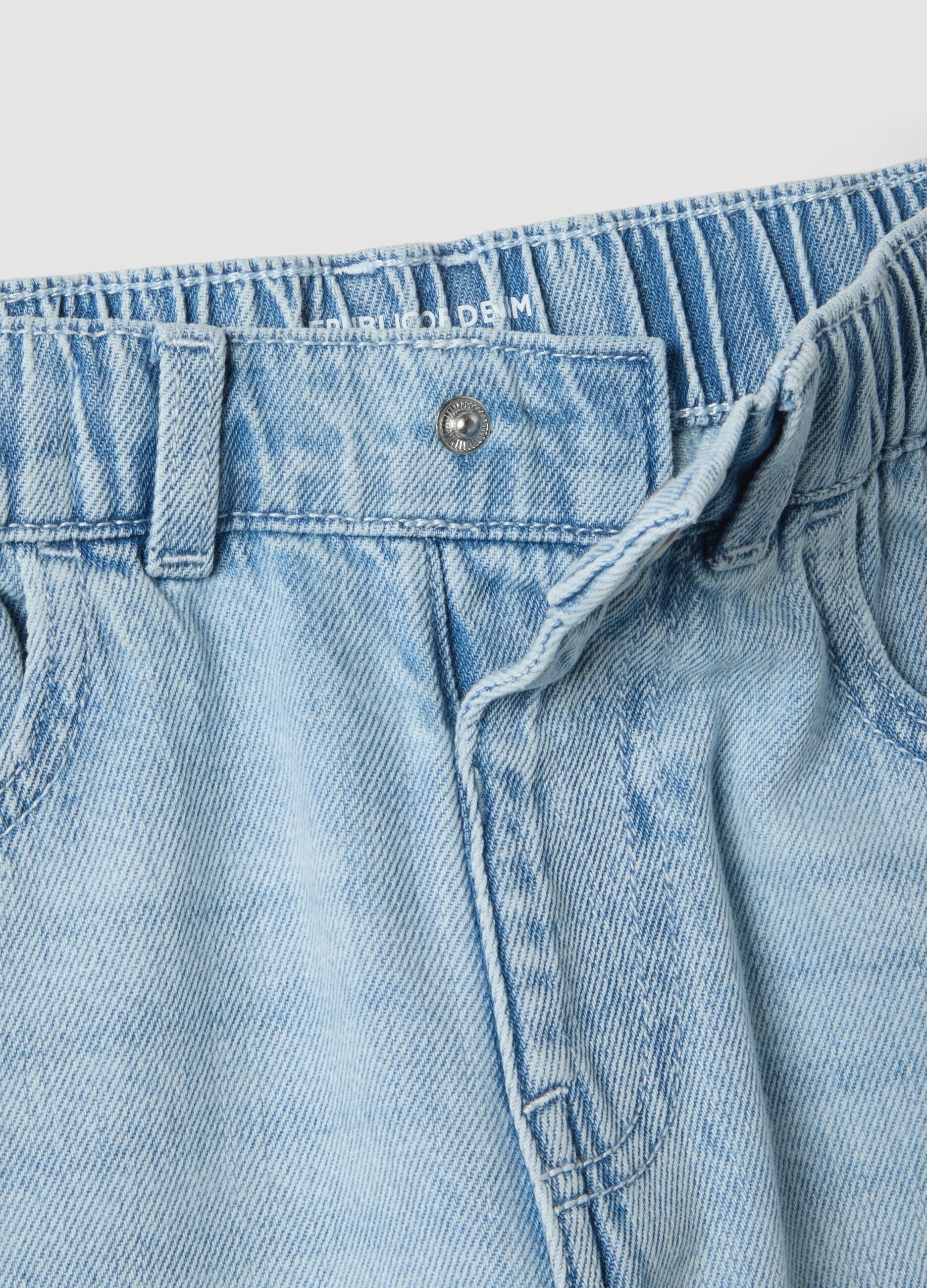 Light blue cotton-blend denim shorts for boys, regular fit