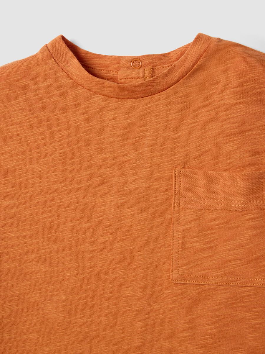 Orange pure cotton children's regular fit T-shirt with pocket_2