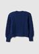 Cardigan azul de algod&atilde;o puro para menina regular fit com decote V profundo_4