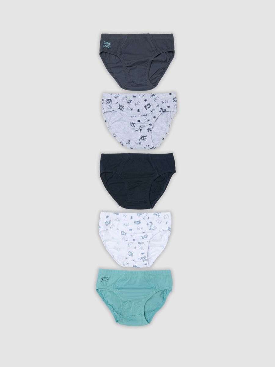 Lot de cinq slips multicolores en pur coton bio sur le th&egrave;me des jeux vid&eacute;o_0