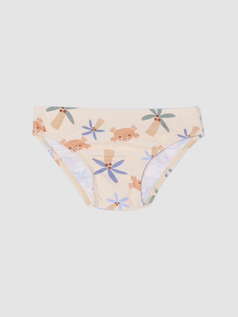 Beige baby swim briefs with prints_0