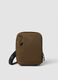 Brown water-repellent crossbody pouch with zip_0